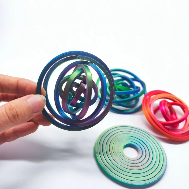 3D Printed Round Fractal Fidget Disc Rotating Sensory Toy Portable Anxiety Relief Decompression Toy for Party Games Relax