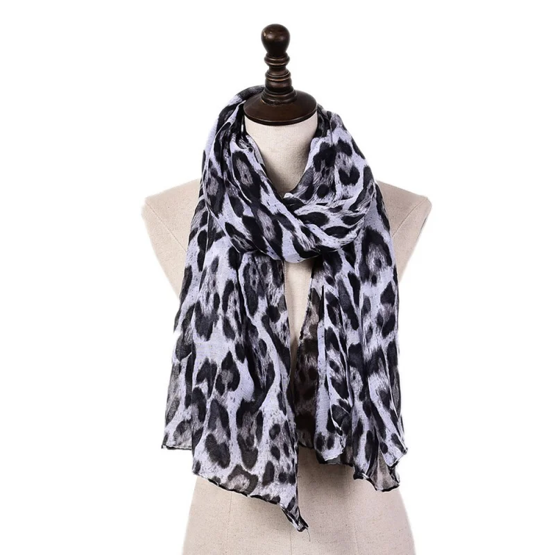 2023 Hot Spring and Autumn New Ladies Bali Yarn Scarf European and American Leopard Print Shawl Scarf Foreign Trade Cross-Border