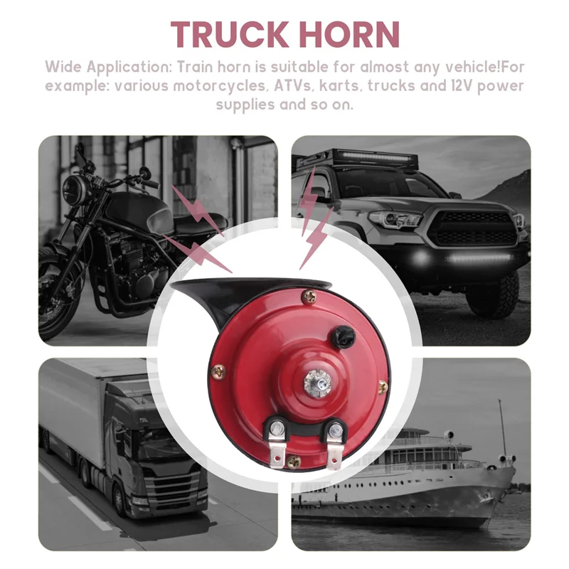 300DB Super Loud Train Horn for Truck Train Boat Car Air Electric Snail Single Horn 12V Waterproof Motorcycle Horn