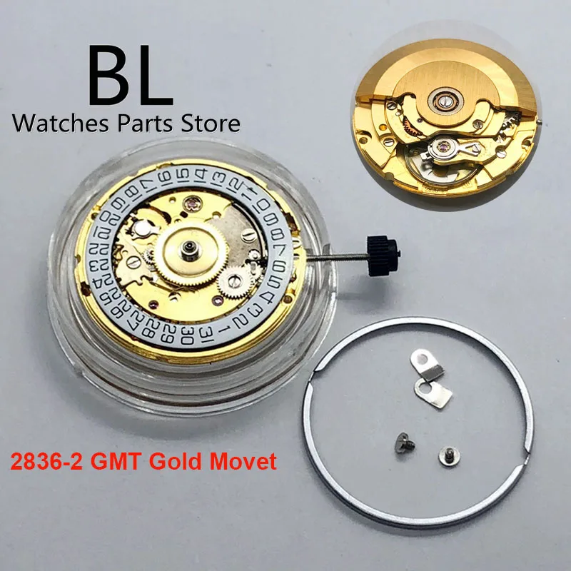 BL High Accuracy Golden ETA 2836-2 GMT Automatic Mechanical Movement White Date Replacement Watch Accessories For Men\'s Watch