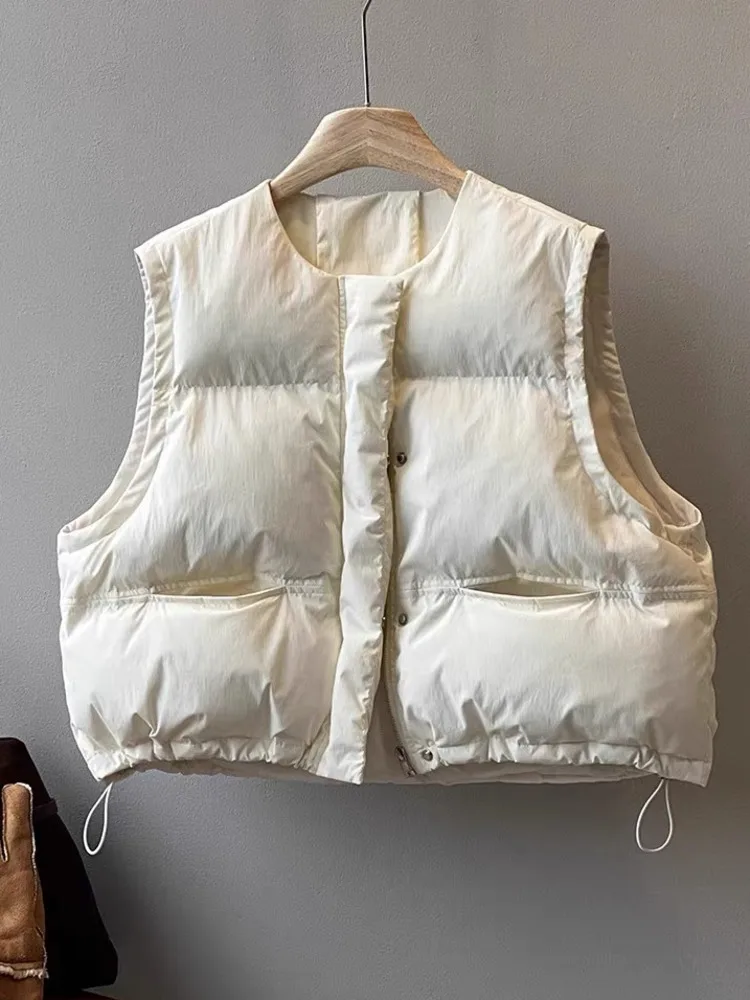 

New Winter Fall Cotton Padded Women Coat Sleeveless Loose Style With Pockets Light Warm Women Cotton Padded Vest Jacket
