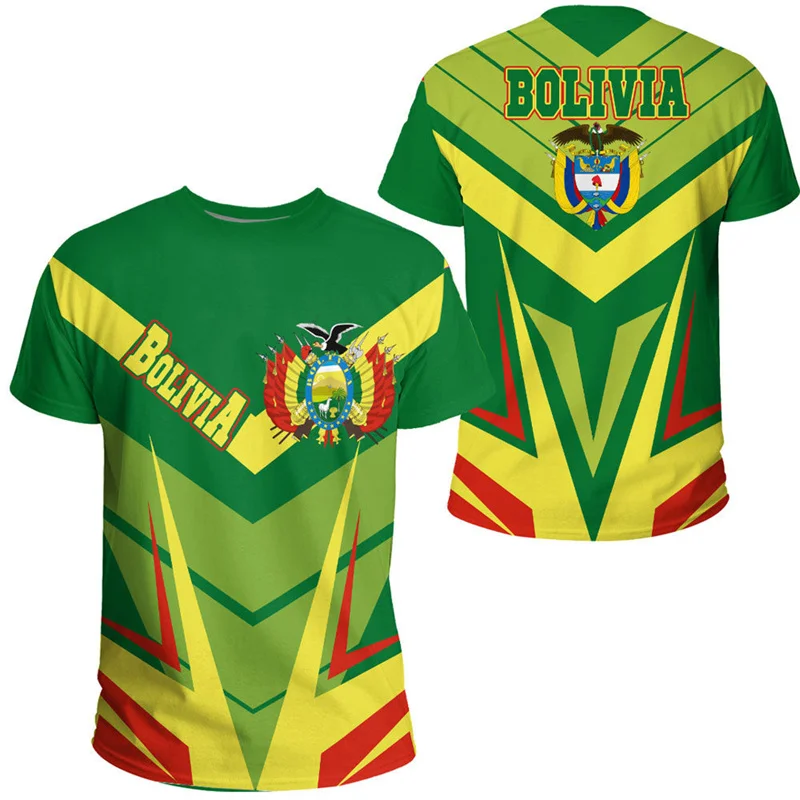 Bolivia Flag 3D Printing Sports T-shirt Bolivian Summer Outdoor Outdoor Casual Bolivia National Emblem Graphic Tee Shirts 2024