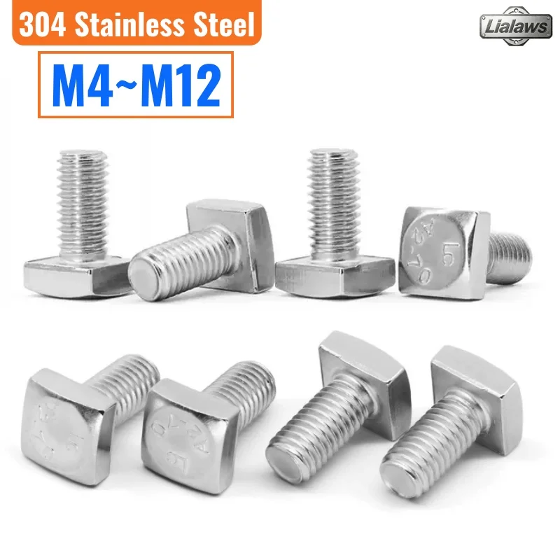304 Stainless Steel Square Head Bolts Screws GB35 Foursquare Quadrate Shape Head Machine Bolt M4 M5 M6 M8 M10 M12