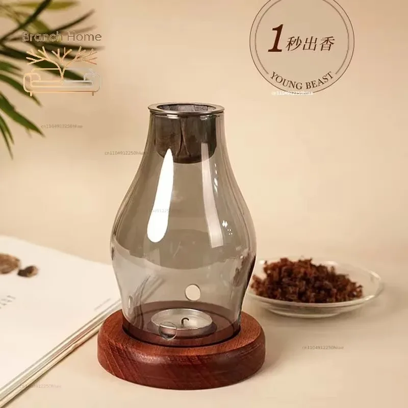Chinese Style Incense Burner Glass Incense Burner Agarwood Natural Spice Incense Burner Candle Lamp