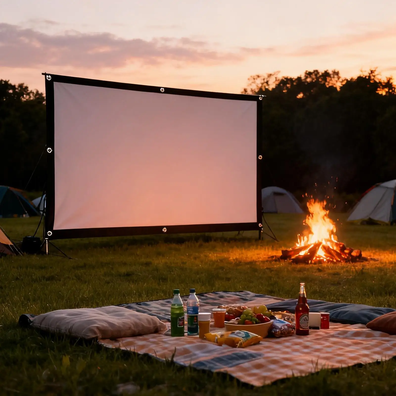 Outdoor Projector Screen Portable Foldable Video Equipment Roll-up Large Theater Screen for Indoor Camping RV Backyard