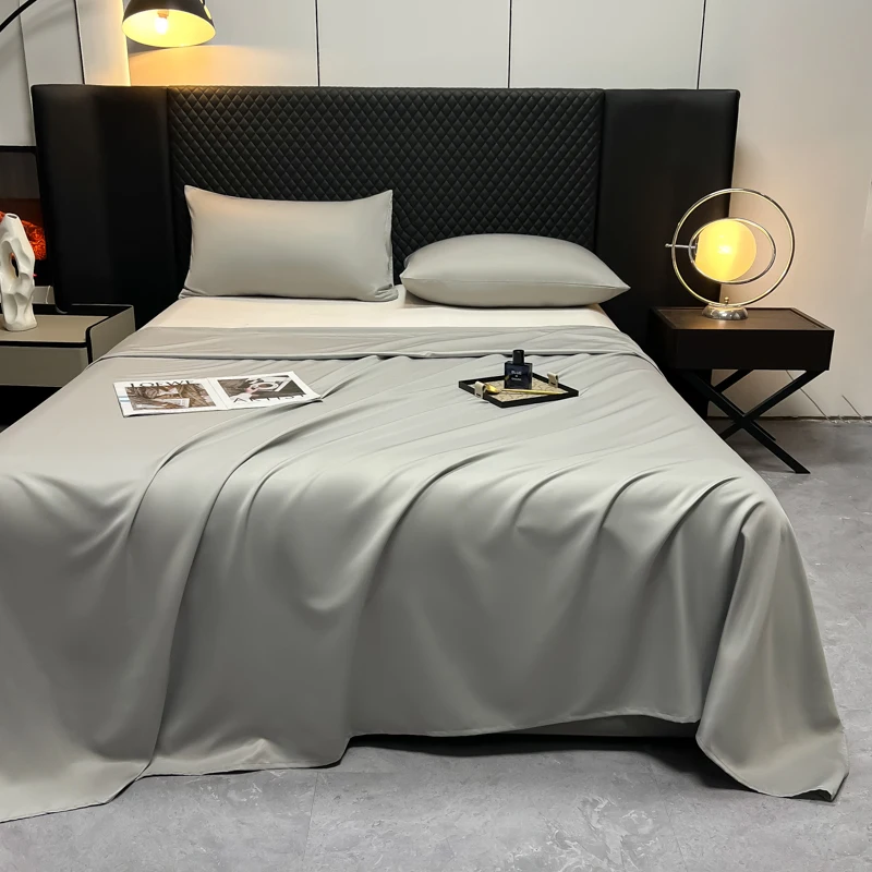 1-Piece Set Cool Fabric Sheets Satin Smooth Flat Sheet Double Bed Sheet Queen Size Bed Cover (Without Pillowcase)