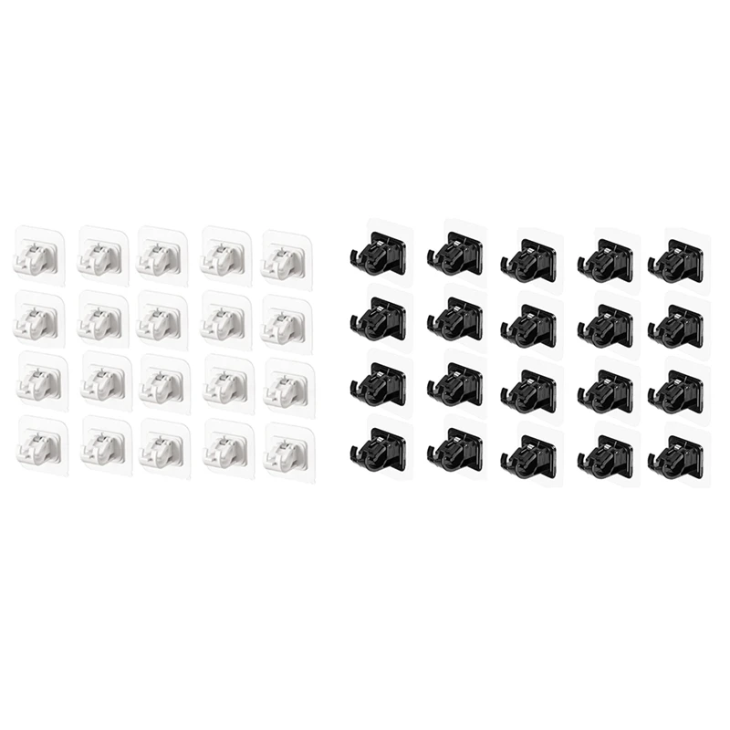 20Pcs Self Adhesive Curtain Bracket Holder Rod Hooks Wall Curtain Hanging Fixed Clip Adjustable Storage Hooks Clamp