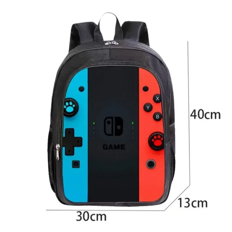 Three Sets Game Console Pattern DIY Backpack Lunch Bag Pencil Case Shoulder Bag for Primary and Secondary School Students