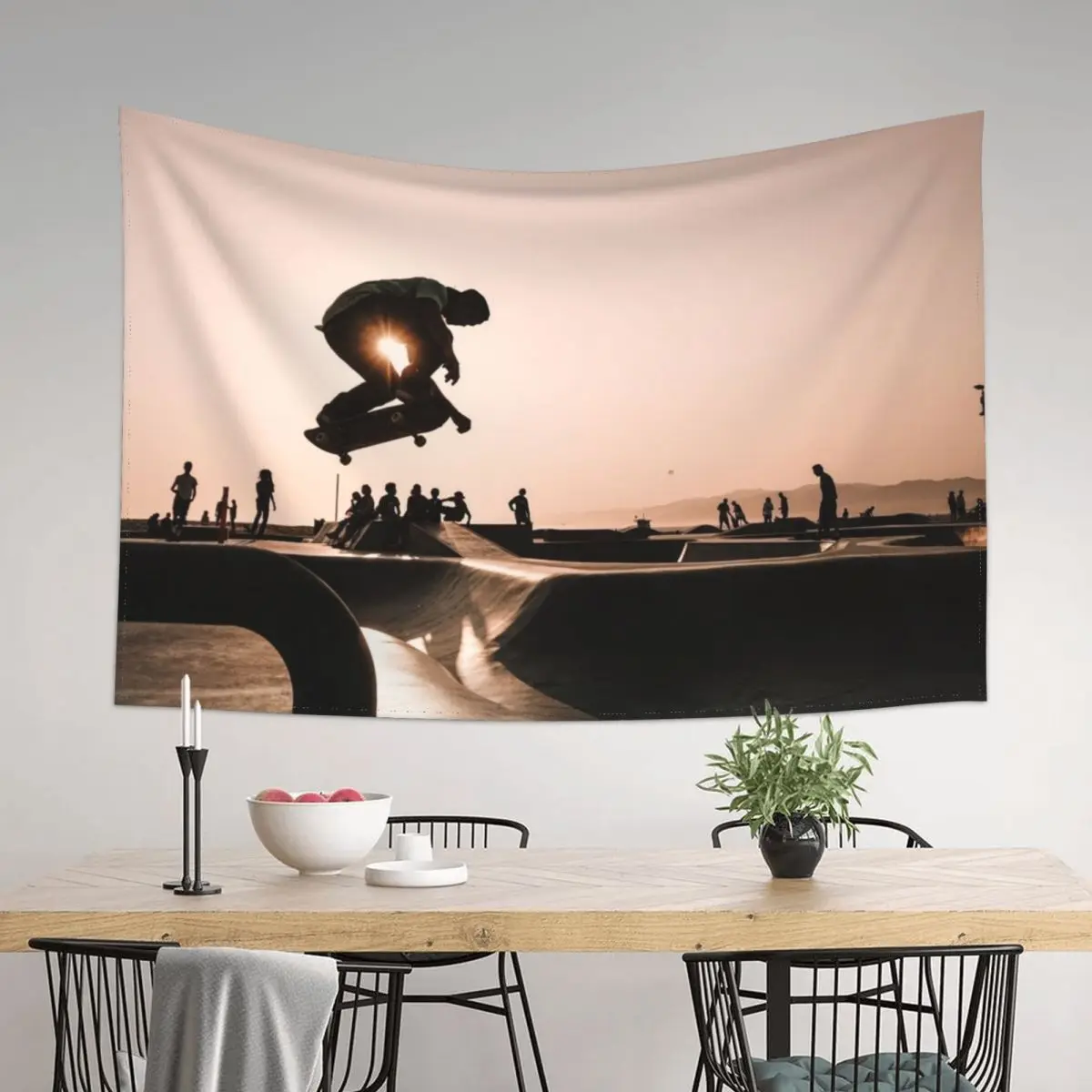 

Horizontal Skateboarding Print Venice Skatepark Poster Photography Print Venice Beach Dusk Tapestry Wall Tapestries Tapestry