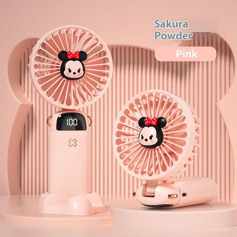 

Disney Mickey Mouse Summer Fan Minnie Lilo Mobile Phone Stand Dual-purpose Mini Fan Strawberry Bear Portable Lazy Desktop fan Di