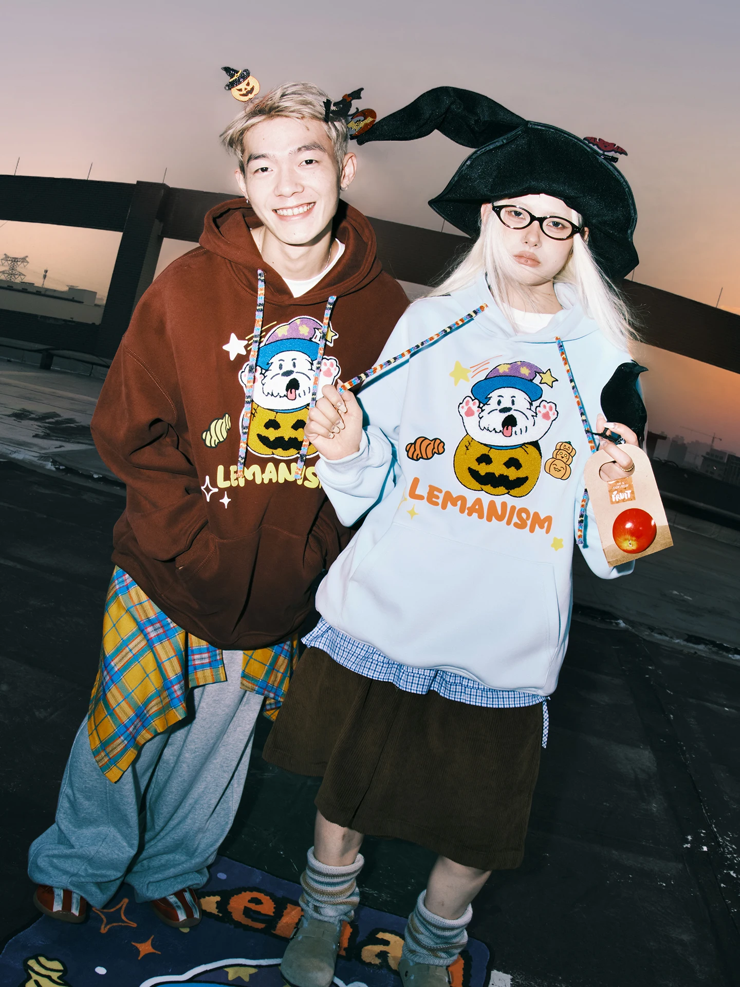 Lemanism loween طبعة محدودة الاتجاه الأمريكي البلوز الرجال زوجين ملابس خارجية فضفاضة تناسب طويلة Sve هوديي الشباب Ca... #4