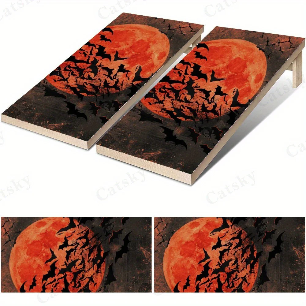 

Bats and Red Moon Sticker,High Value! 2D Flat Vinyl Sandboard Decals - Budget-Friendly and High Value, Bubble-Free and Easy to S
