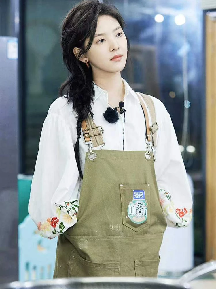 Ele White فانوس مطرز Sve irt الوقوف الياقة الكورية Sle المرأة Busin مزيج القطن عادية irt #4