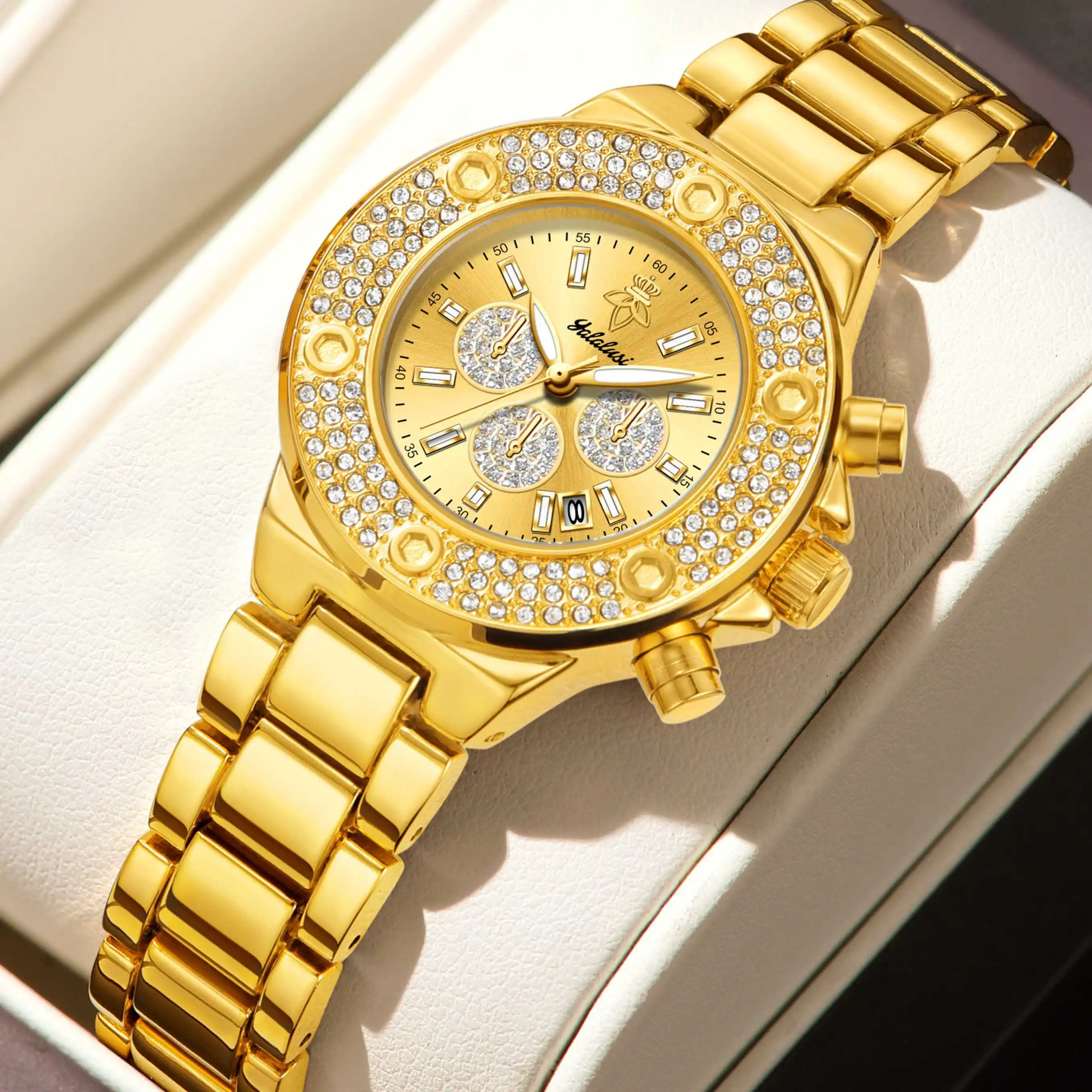 YaLaLuSi Fashionable ladies’ bracelet watch with steel strap, large dial, suitable for business and leisure – a perfect gift