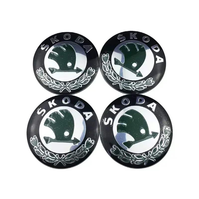 4Pcs 56mm Car Hub Cap Badge Logo Decal For Skoda Octavia KAMIQ KODIAQ SUPERB RAPIDFABIA YETI Wheel Sticker Styling Accessories