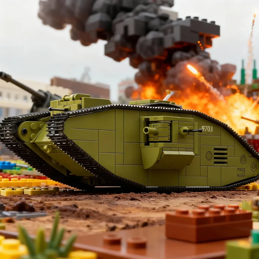 

Heavy Tank Building Block Set, Large Armored Vehicle Model, MOC Adult Construction Toy, Christmas and New Year Gift