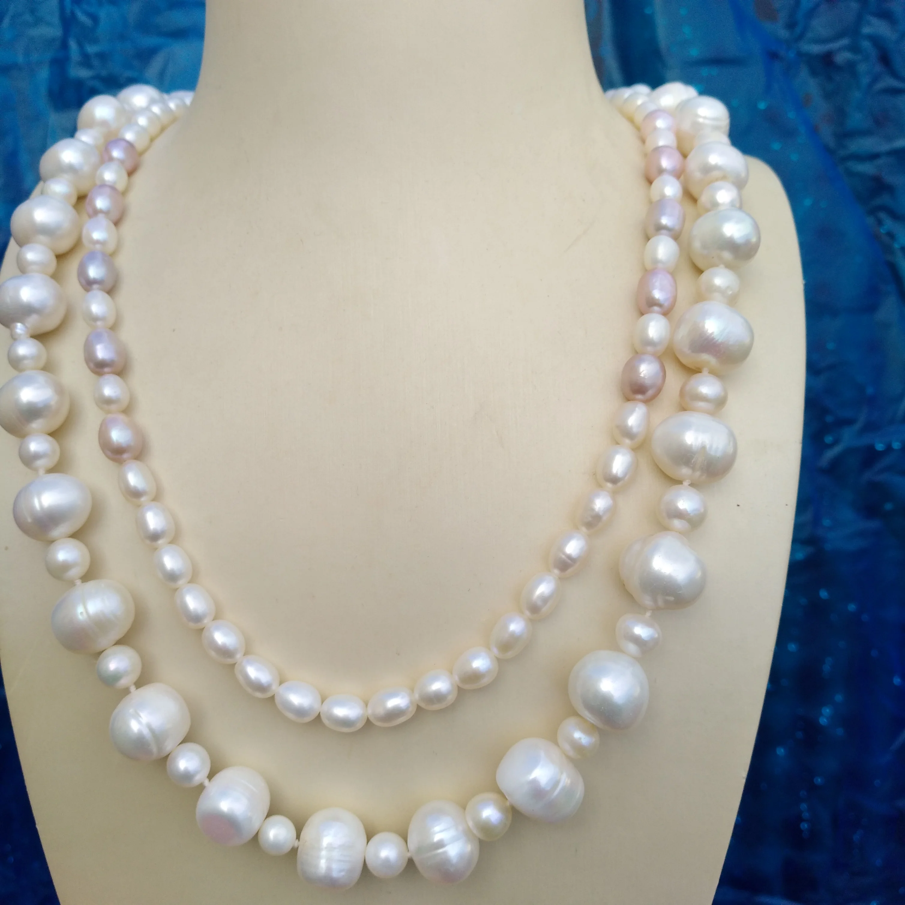 Three Strand Genuine Natural AAA+ South Sea White Pearl Necklace Please See More Photos With Pearl Details.