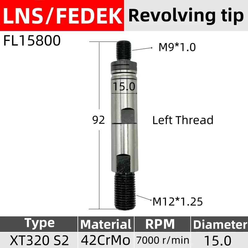 LNS FL-15800 Revolving tip rotary joint M9*1.0 Left Thread XT320 S2  Fedek  Automatic Bar Feeder Parts