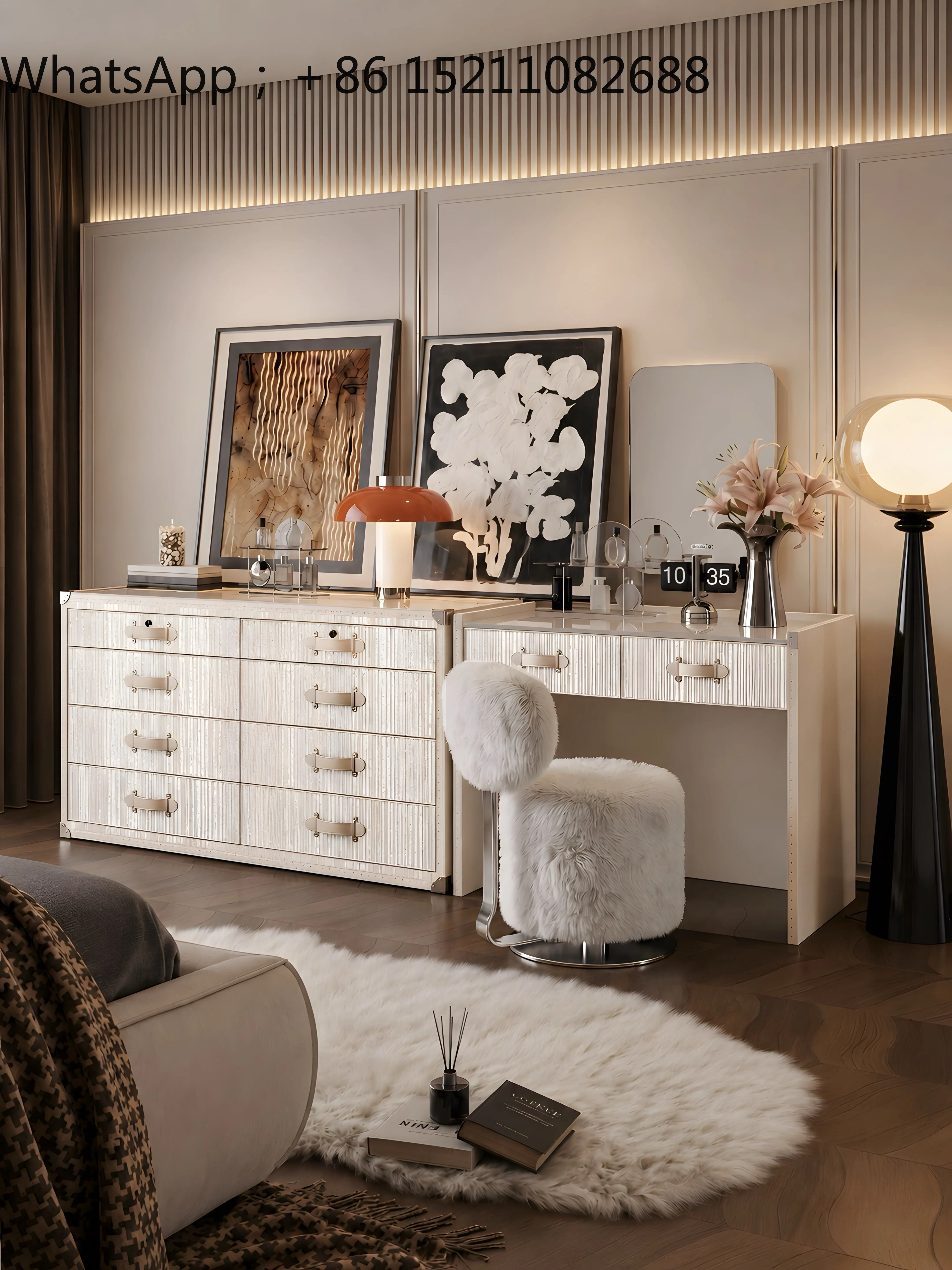 LLY new light luxury eight-bucket cabinet dresser integrated table master bedroom bedside jewelry cabinet modern