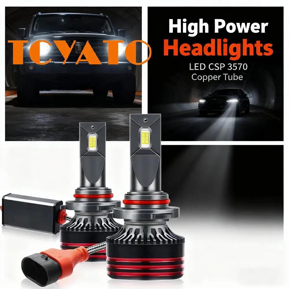 

TCYATO-LED автомобильные лампы 9005, HB3, 9006, HB4, H4, H7, 100 Вт, 3570 лм, CSP, 6000, H1, H11, H8H9, фары, автомобили, K 6500K, M8