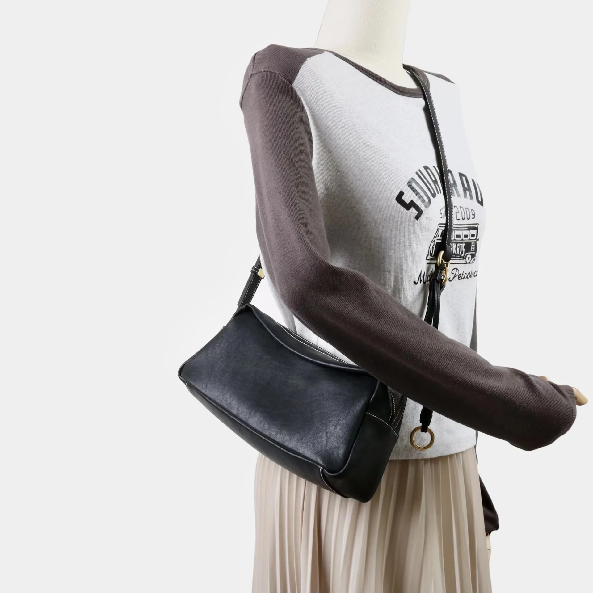 Stylish Soft Leather Pillow Bag Fashionable Versatile Shoulder Crossbody Bag Underarm Soft Large Capacity