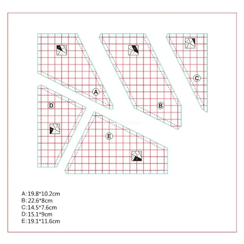 Pack of 5 Quilting Sewing Template Ruler Set Acrylic Patchwork Rulers Dropship