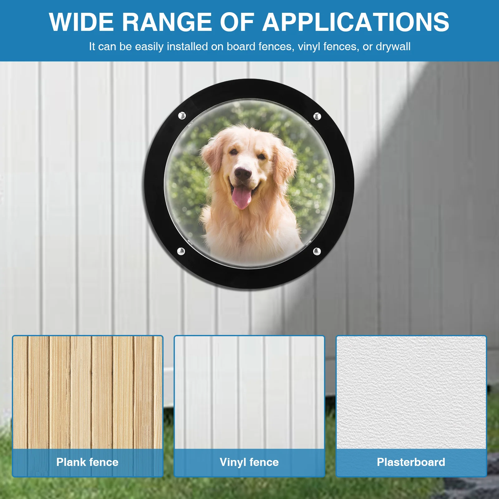 جديد الكلب سياج نافذة واضح الاكريليك قبة عرض الكلب الكوة نافذة الحيوانات الأليفة نظرة خاطفة نافذة للكلاب/القط/الحصان خارج حديقة ملعب #5