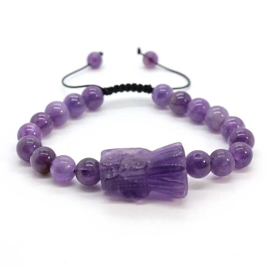 

Unique Style Reiki Fashion Natural Gem Stone Dragon's head Pendant Bracelet Adjustable New Style Jewelry Amethyst Lapis Lszuli