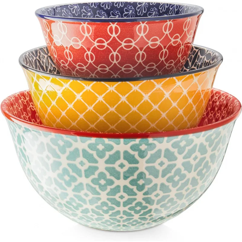 

Идеальный подарок для кухни: яркие керамические миски для смешивания – набор для приготовления пищи, выпечки, салатов, можно использовать в микроволновой печи и посудомоечной машине