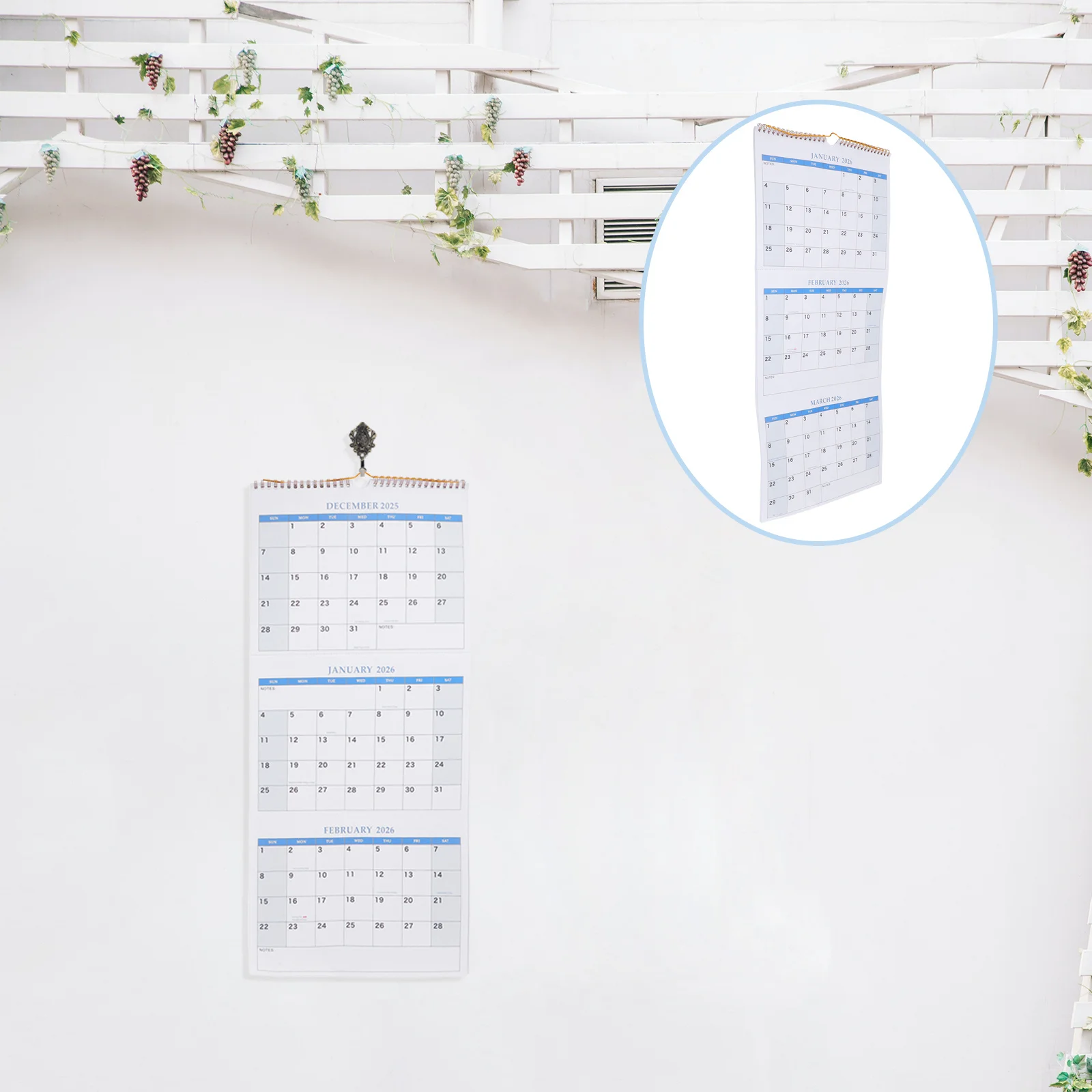 

3pcs 3 Month Wall Calendar 2025-2027 Threefold Hanging Planner Spacious Daily Blocks Dual Binding For Office Home School Paper