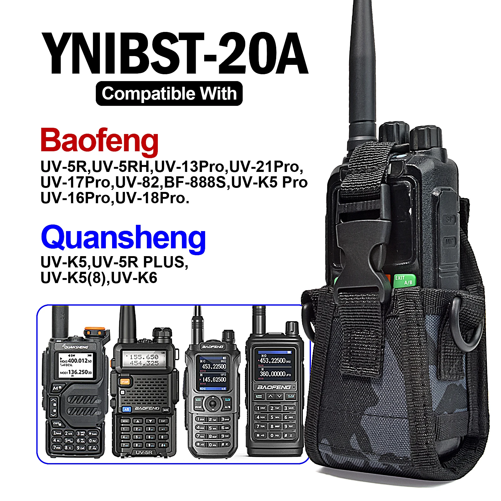 Walkie Talkie Pouch Nylon Case Holder,Radio Holster with Strap,for GPS Radio,Motorola GP88S baofeng UV82 Midland Two Way Radio