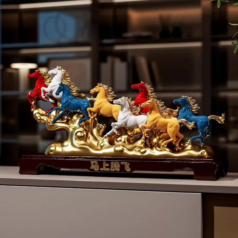 

Современный домашний декор: Фигурка Восьми Лошадей, роскошное художественное украшение для гостиной, кабинета, офисного стола, статуэтка-талисман на удачу, подарок