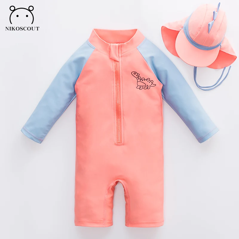 

Baby Swimsuit Baby Swimsuit Girls Kidsren Long-Sleeved Quick-Drying Sun Protection Ins Style Boy One-Piece Swimsuit