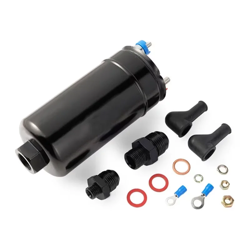 380LPH External Inline Fuel Pump with 10AN Inlet 8AN Outlet 044 Check Valve Carbon Brush & Commutator E85 Compatible