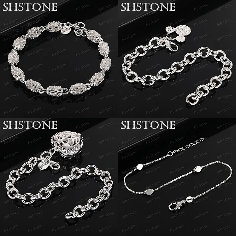 

New 925 Sterling Silver Three Diamond Mickey Heart Hollow Beads Bracelets Women Christmas Party Cute Jewelry Accessories