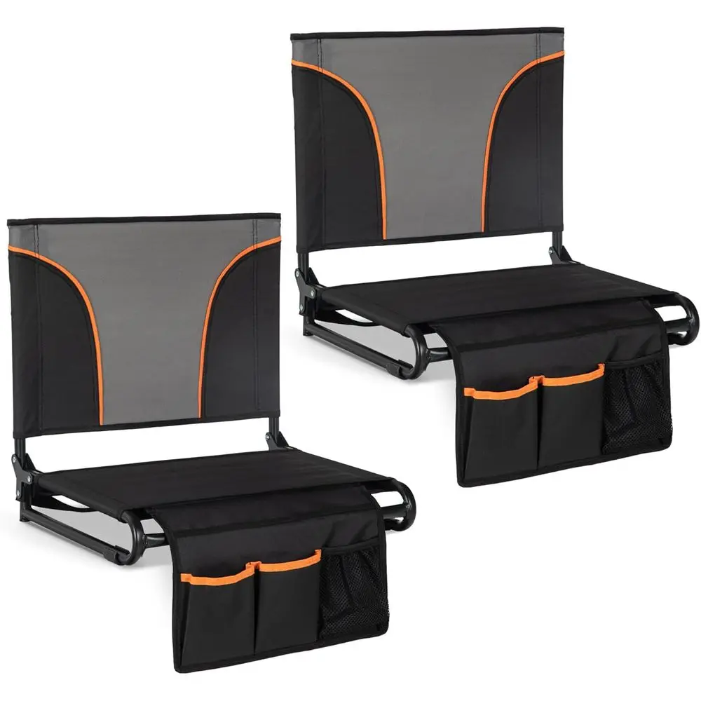 

Набор из 2 портативных стадионных сидений с поддержкой для спины, идеально подходят для спорта, концертов и мероприятий на открытом воздухе, черные