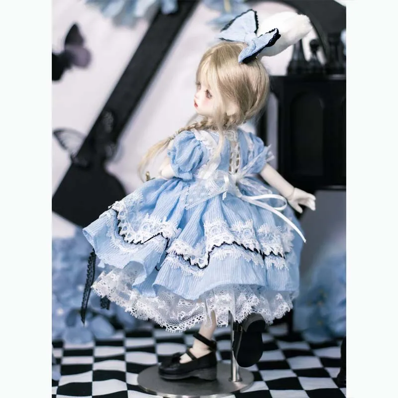 Alleen Kleding 1/6 BJD Poppenkleertjes Alice Blauwe Rok Poker Boog Set Voor 30 cm BJD Poppenkleertjes Meisjes kleding Accessorie Dress Up Speelgoed