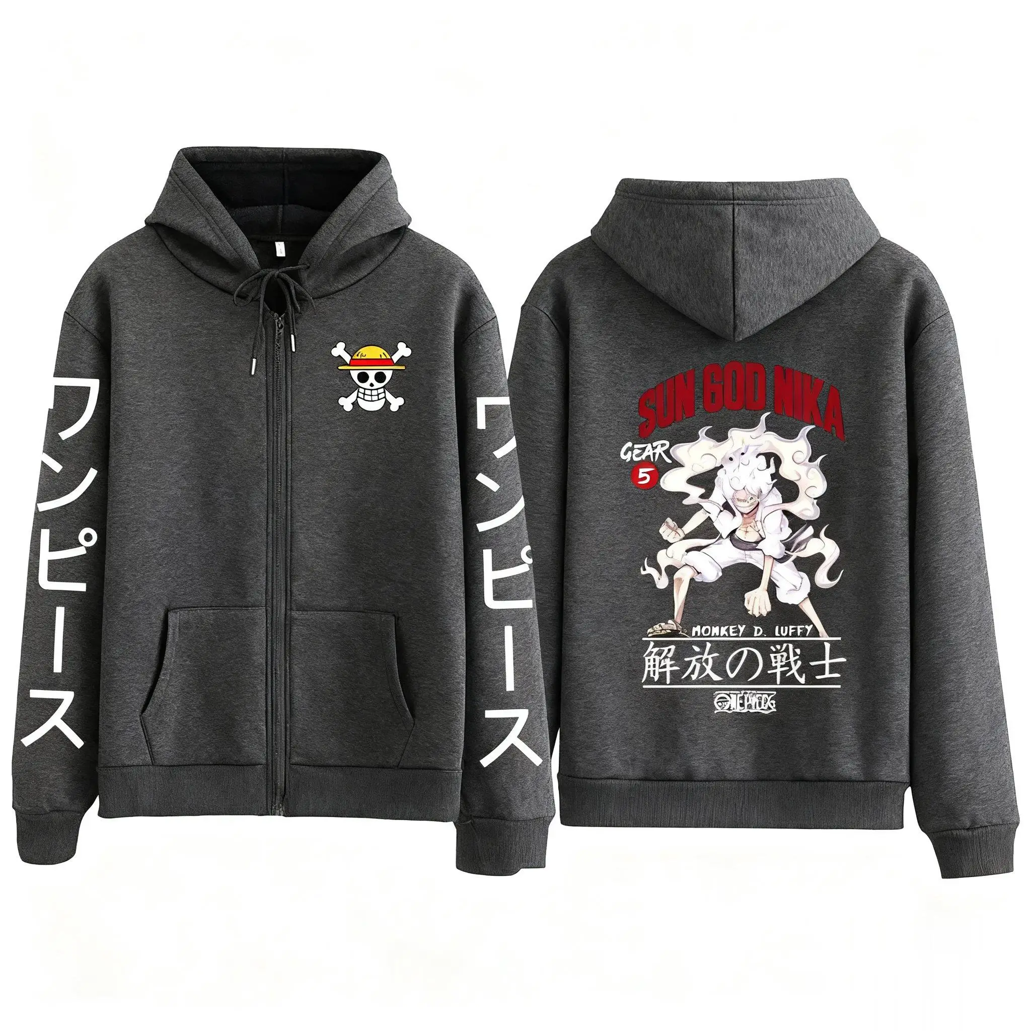 Unissex uma peça luffy anime jaqueta com capuz das mulheres dos homens zip up moletom outono inverno moda impressão gráfica streetwear casual topo