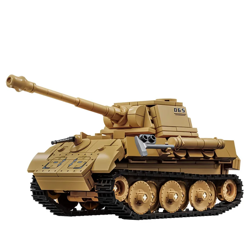 Children's puzzle small particle track type assembled building block ornament leopard tank armored vehicle toy model