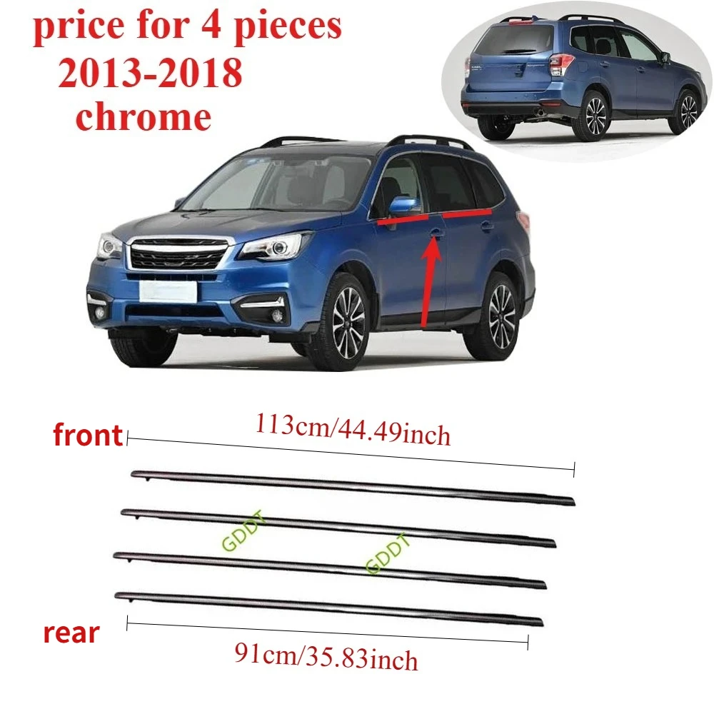 4 Pieces 1 Set Chrome Outside Moulding Belt Line Seal for Subaru Forester 2013-2018 61280SG031