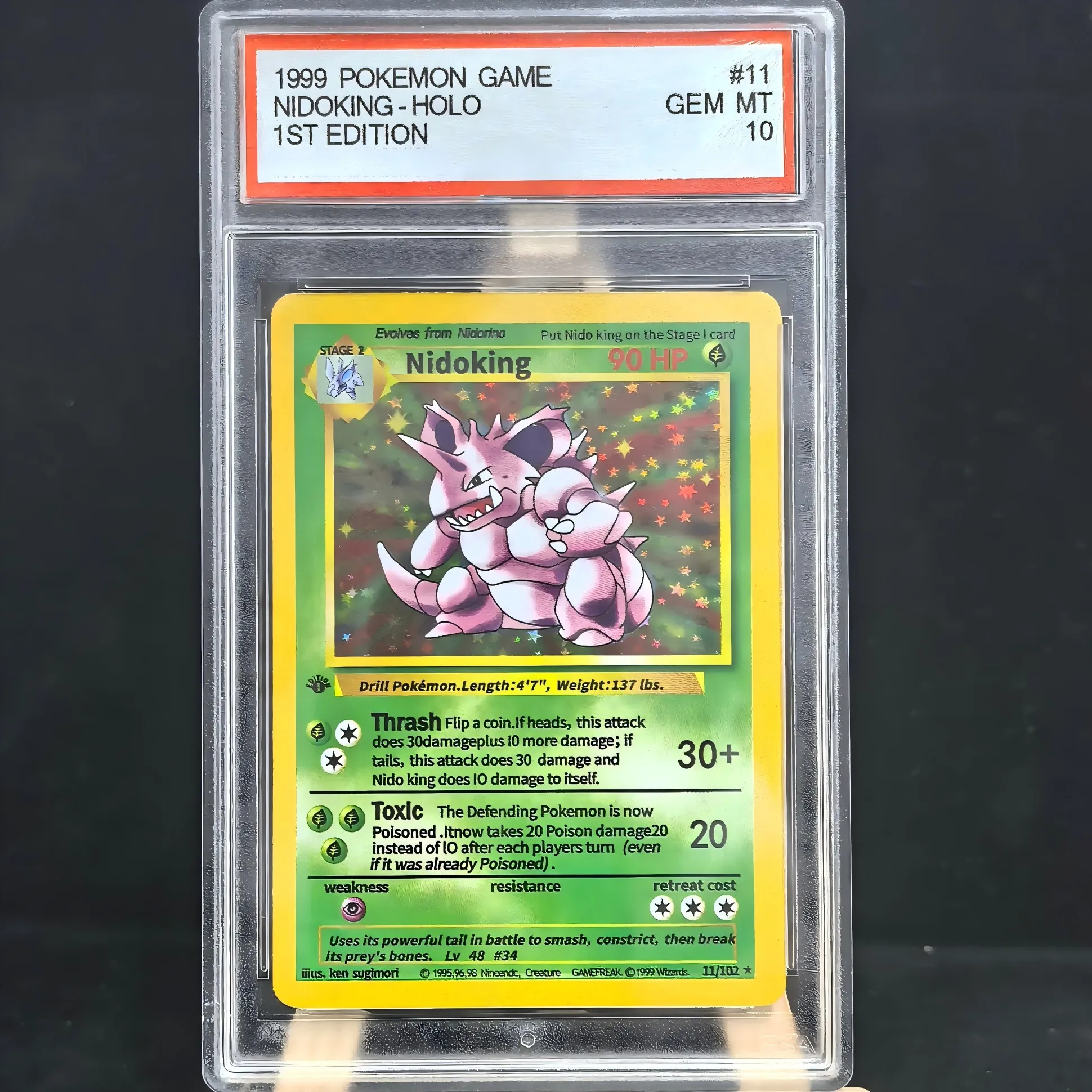 

Proxy DIY 1999 POKEMON GAME NIDOKING-HOLO 1ST EDITION 11 GEM MT 10 Rating Card 10 Card Labels Gift Cards Toys