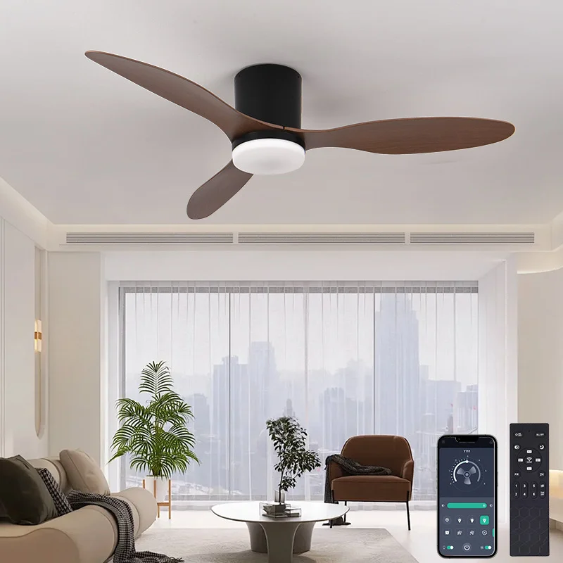 42 52 Inch Ceiling Fans With Lights Led 3 Color 6 Speeds DC Motor Fans Remote Control Low Floor Decorative Fans With Lighting