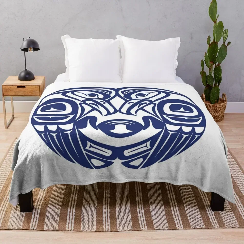 

Double raven circle pacific northwest formline salish haida eagle moon Throw Blanket Picnic Blankets For Baby Blankets