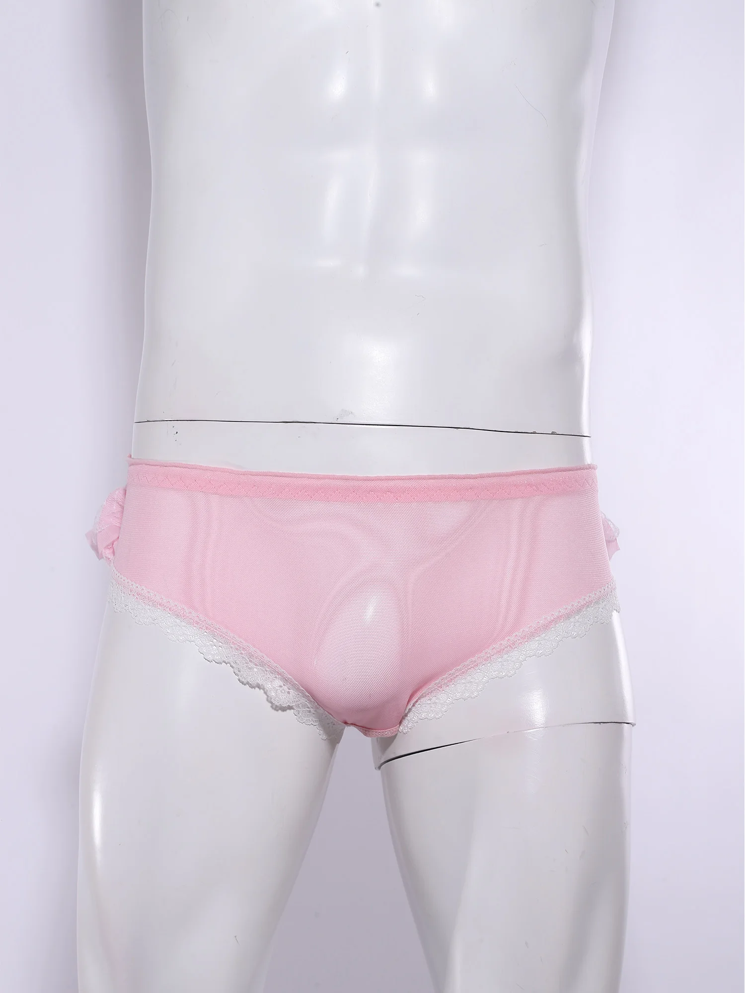Men's Ruffled Lace Trim Cutout Crotch/Normal Crotch Panties
