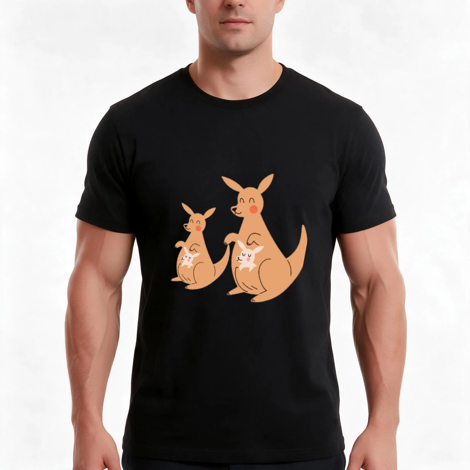 Kangaroos T-Shirt, Summer Casual Cotton Tee, Oversized Streetwear Tops, Vintage Graphic Print, Loose Fit Short Sleeve
