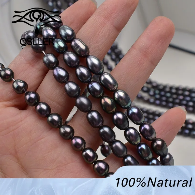 

AAA 6-7mm Natural Freshwater Pearl Black Rice Beads for Jewelry Making DIY Necklace Bracelets Handicrafts Accessories Wholesale