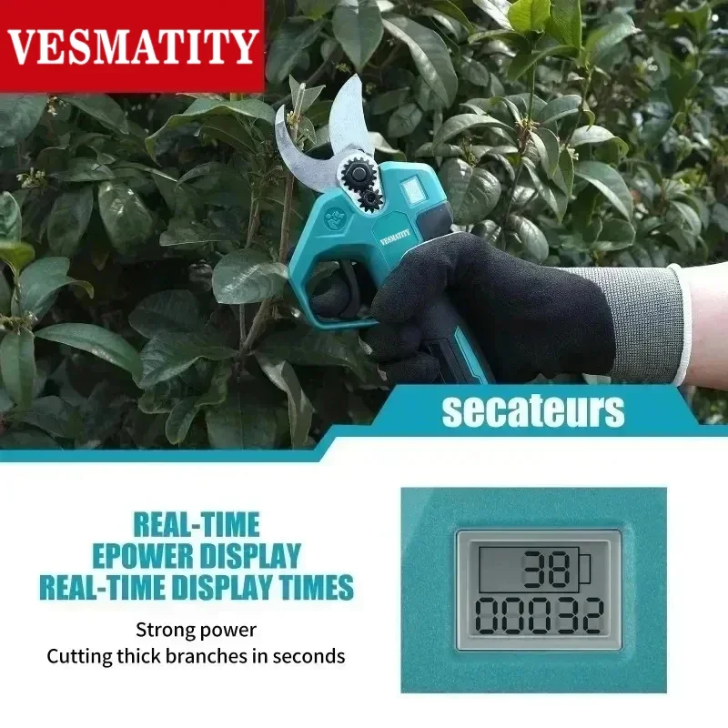 Portable Professional Garden Pruner Cordless Electric Shears Cutter Wireless Drill Power Tools  For 18V-20VBattery