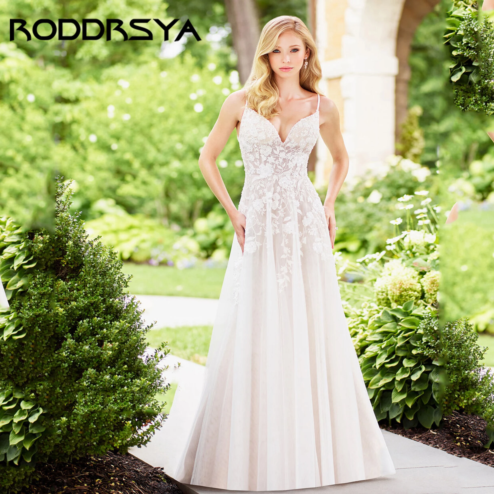 

Deep V-Neck Spaghetti Straps Wedding Dress For Bride Sequin Embroidered Appliques Bridal Dress Vestidos De Novia 2025 Customized