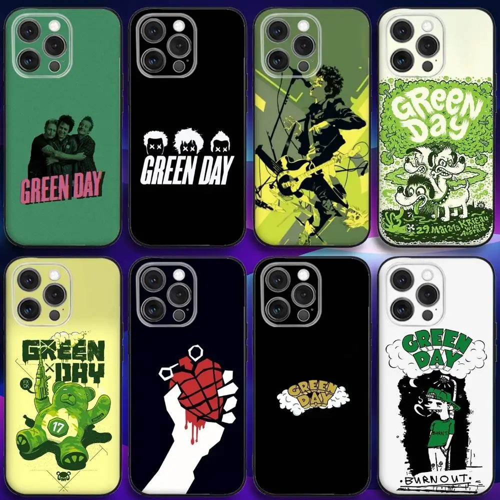 

G-Green Day Band Phone Case For iPhone 16e,16,15,14,13,12,11,Pro,X,XS,Max,XR,Plus,Mini Soft Black Cover