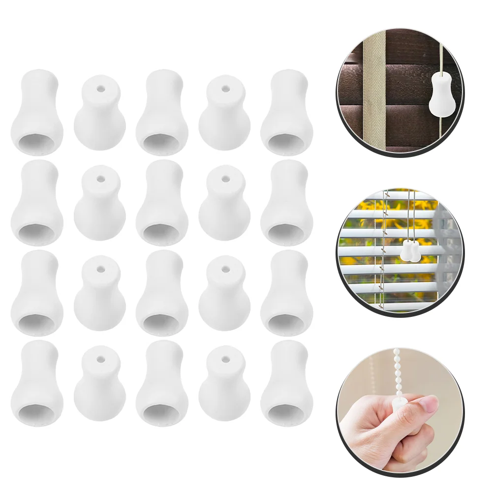 20 Pcs Shutter Knob Pull Cord Knobs Window Blinds Pulls for Curtains Plastic Ends